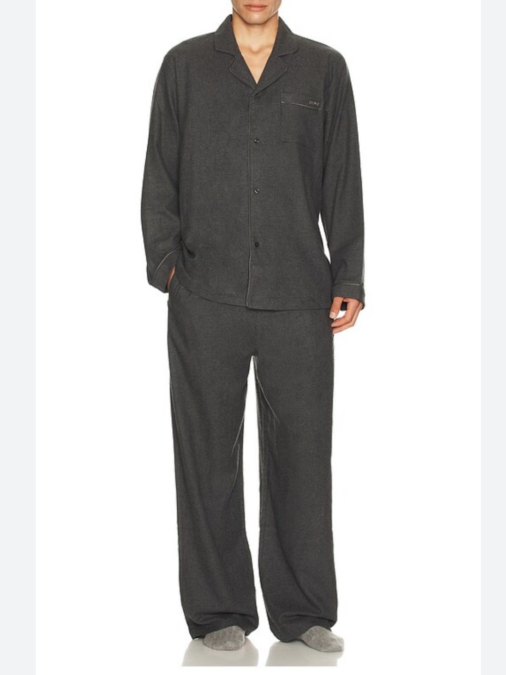 Skims Flannel Pajama Set Ash Heather size large